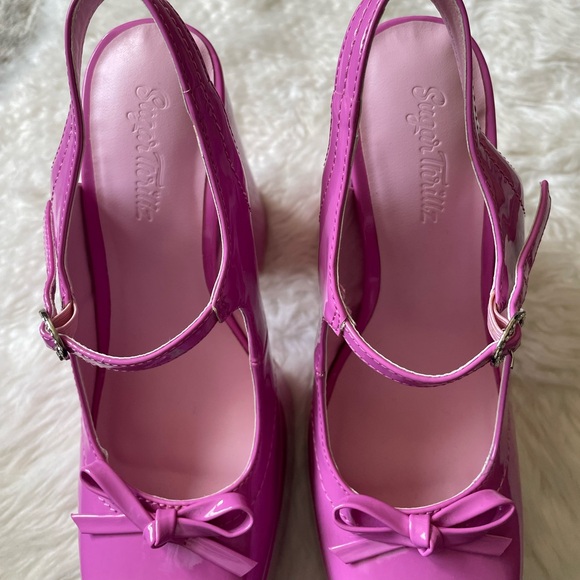 DOLLS KILL X SUGAR THRILLZ WALKING HARMONIES PATENT PLATFORM MARY JANES - Picture 6 of 8